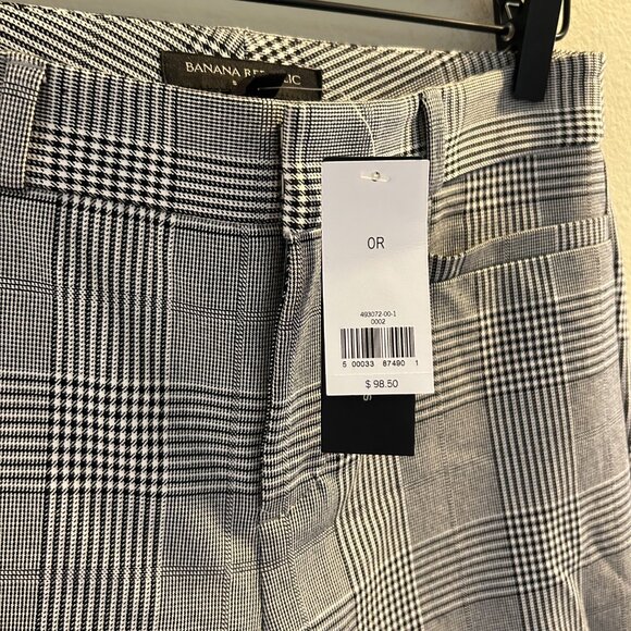 Banana Republic Sloan Plaid Pants Womens Size 0 Grey Skinny Work Slacks Pockets - Picture 4 of 9